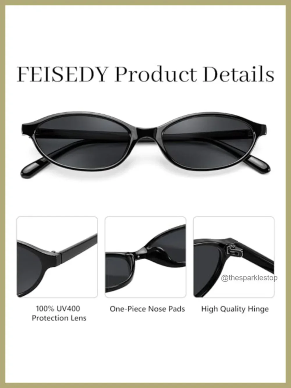 FEISEDY Retro Oval Cat Eye Sunglasses for Women - 90s Y2K UV400